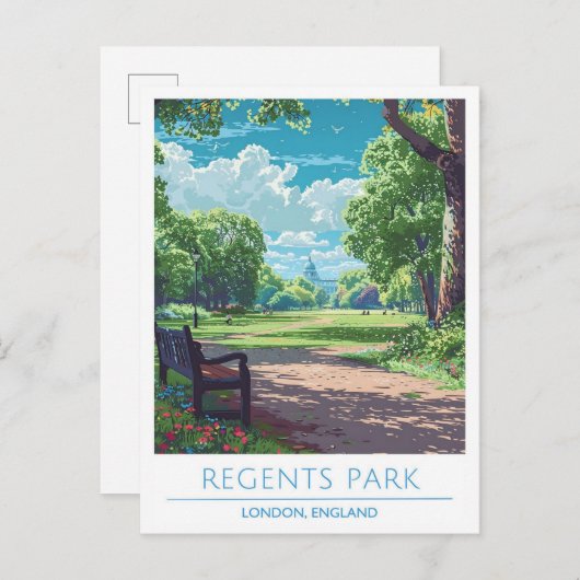 リージェンツパークロンドンイングランドヴィンテージトラベル ポストカード (正面/裏面)