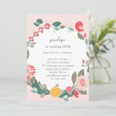 リースかわいらし&かわいい鳥の誕生日パーティー 招待状 (スタンド正面)