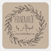リースつる植物手製 |手作りのビジネスプロモーション スクエアシール (正面)