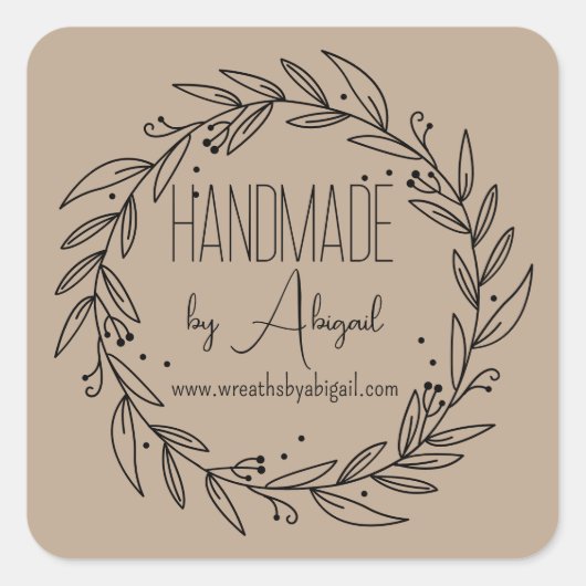 リースつる植物手製 |手作りのビジネスプロモーション スクエアシール (正面)