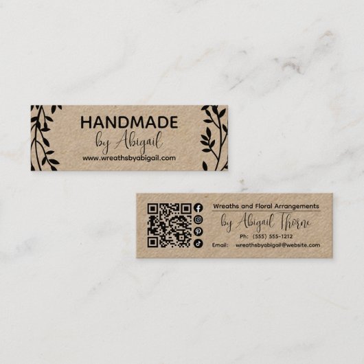 リースつる植物手製 |手作り名刺 スキニー名刺 (正面/裏面)