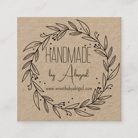 リースつる植物手製 |手作り名刺 スクエア名刺 (正面)