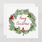 リースでクリスマス深紅色を楽しむ シーズンカード (正面/裏面)