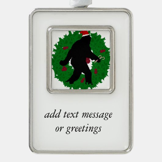 リースでクリスマス・スクアチン シルバープレートフレームオーナメント (正面)