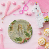 リースとのヴィンテージのクリスマスの天使 ペーパープレート (パーティー)