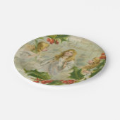 リースとのヴィンテージのクリスマスの天使 ペーパープレート (アングル)