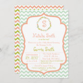 リースとシェブロン赤ちゃんシャワー招待状 招待状 (正面/裏面)