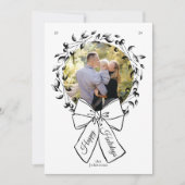 リースとボーサークル写真フレームのクリスマス シーズンカード (正面)