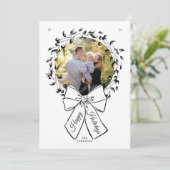 リースとボーサークル写真フレームのクリスマス シーズンカード (スタンド正面)