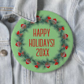 リースとリボンホリデーボタン 缶バッジ (インサイチュ)