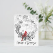 リースとレッドバードシーズンの冬の挨拶 シーズンポストカード (スタンド正面)