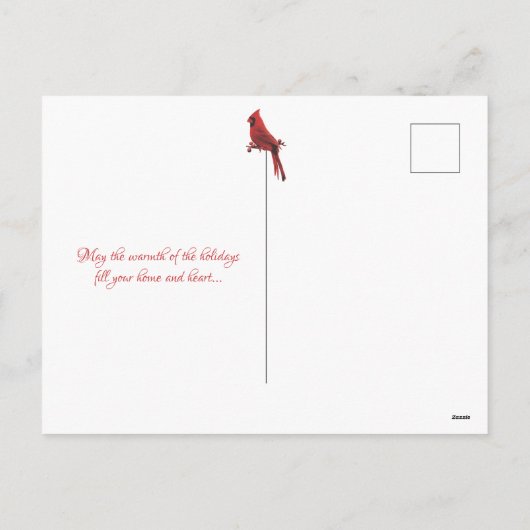 リースとレッドバードシーズンの冬の挨拶 シーズンポストカード (裏面)