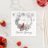 リースとレッドバードシーズンズグリーティングホリデー スタンダードカクテルナプキン (インサイチュ)