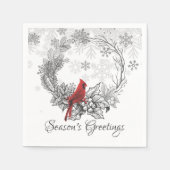 リースとレッドバードシーズンズグリーティングホリデー スタンダードカクテルナプキン (正面)