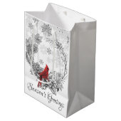 リースとレッドバードシーズンズグリーティングホリデー ミディアムペーパーバッグ (正面アングル)