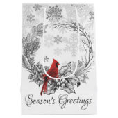 リースとレッドバードシーズンズグリーティングホリデー ミディアムペーパーバッグ (裏面)