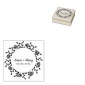 リースとワイルドフラワーズブラック結婚for ラバースタンプ (押印)