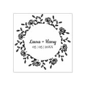 リースとワイルドフラワーズブラック結婚for ラバースタンプ (インプリント)