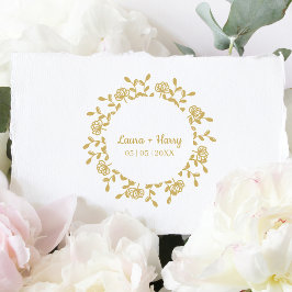 リースとワイルドフラワーズブラック結婚for ラバースタンプ