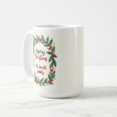 リースと名前でメリークリスマス コーヒーマグカップ (正面左)