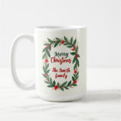 リースと名前でメリークリスマス コーヒーマグカップ (左)