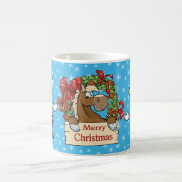 リースと牛の国のクリスマス馬 コーヒーマグカップ