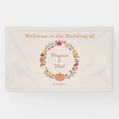 リースと秋の結婚式バナー 横断幕 (横)