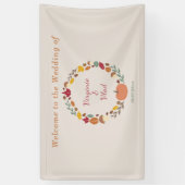 リースと秋の結婚式バナー 横断幕 (縦)