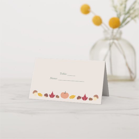 リースと秋の結婚式座席表 プレイスカード (正面)
