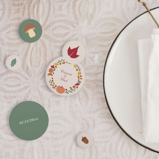 リースと秋の結婚式紙吹雪 コンフェッティ