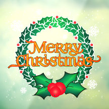 リースと雪片とメリークリスマス