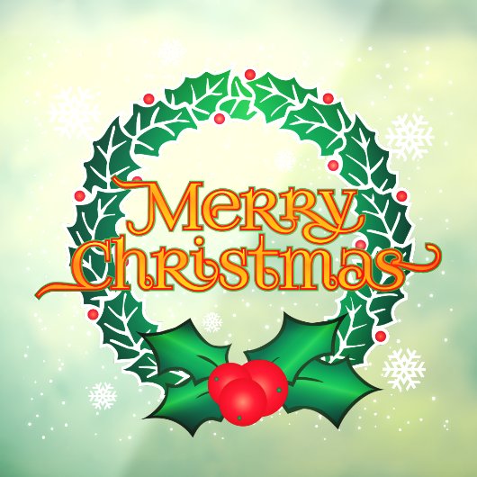 リースと雪片とメリークリスマス ウィンドウサイン (シート3)