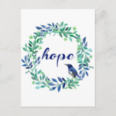 リースと鳥"希望"引用文 ポストカード (正面)