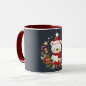 リースに囲まれたかわいいクリスマス/冬のくま マグカップ (正面左)