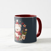 リースに囲まれたかわいいクリスマス/冬のくま マグカップ (正面右)