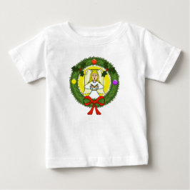 リースに囲まれた天使のトドラー用スウェットシャツ ベビーTシャツ