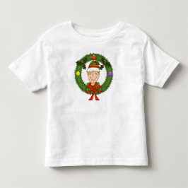 リースのなかの幸せなエルフ トッドラーTシャツ トドラーTシャツ