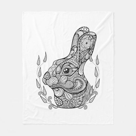 リースのウサギの刺激を受けたな頭部 フリースブランケット (正面)