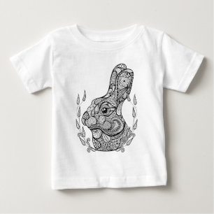 リースのウサギの刺激を受けたな頭部 ベビーTシャツ