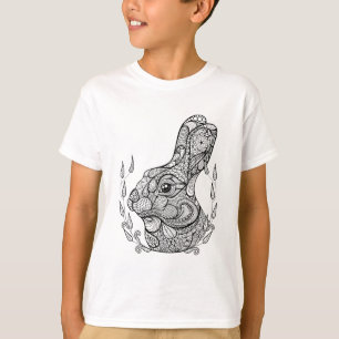 リースのウサギの刺激を受けたな頭部 Tシャツ