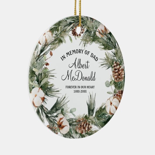 リースのクリスマスを思い出すパパ水色 セラミックオーナメント (右)