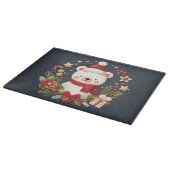 リースの中のかわいいクリスマス/冬のくま カッティングボード (角)