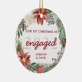 リースの初めてのクリスマスを写真婚約したとして セラミックオーナメント (右)