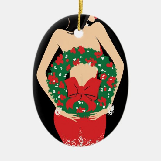 リースの楕円形のオーナメント セラミックオーナメント (正面)