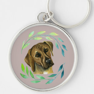 リースの水彩画とのRhodesian Ridgeback キーホルダー