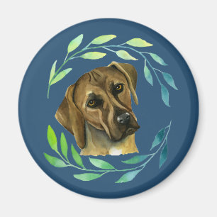 リースの水彩画とのRhodesian Ridgeback マグネット