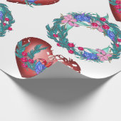 リースの花とハート結婚の ラッピングペーパー (角)