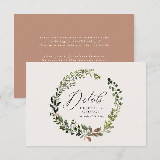 リースの葉の植物園結婚の詳細 ノートカード (正面/裏面)