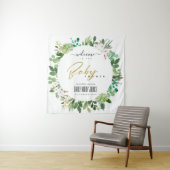 リースの葉の水の色ベビーシャワーへようこそ タペストリー (インサイチュ)