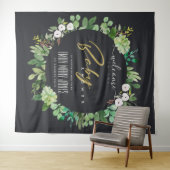 リースの葉 水彩 ベビーシャワー ウェルカム タペストリー (インサイチュ(横))